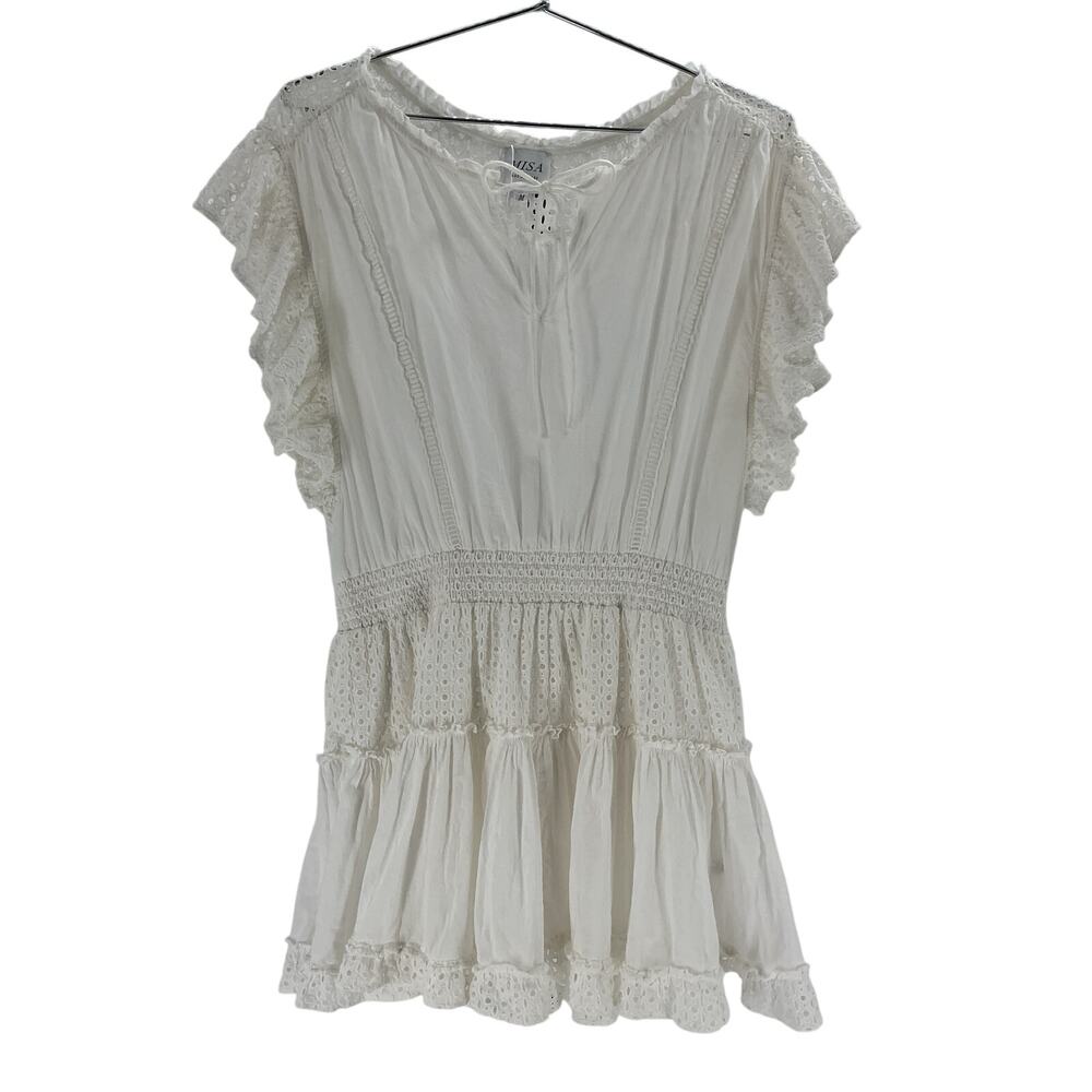Misa Los Angeles Eyelet White Sarika Dress Size M - Picture 2 of 4